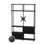 Rack Para Tv Dege R11 - Negro, C/Soporte 360°, Hasta 50', 5 Niveles, 2 Puertas Dobles
