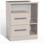 Mesa de Luz Orlandi AB 116 Premium - Abedul  2 Cajones Reversible