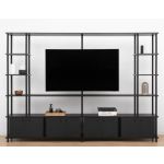 Rack Para Tv Dege R12 - Negro, C/Soporte 360°, Hasta 75', 6 Niveles, 4 Puertas Dobles