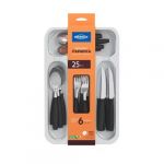 Juego De Cubiertos Brinox Acero Inox 25 Piezas Linea Itaparica Negro Con Cajon 