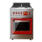 Cocina Morelli Vintage Touch 600R Digital 4 Hornallas Visor Acero Inox. Roja